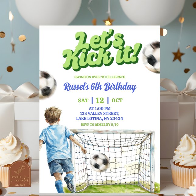 Invitation Soccer Kick off some fun Boy Birthday (Créateur téléchargé)