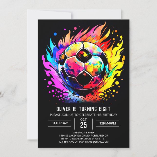 Invitation Soccer moderne Enfants éditable Anniversaire (Devant)