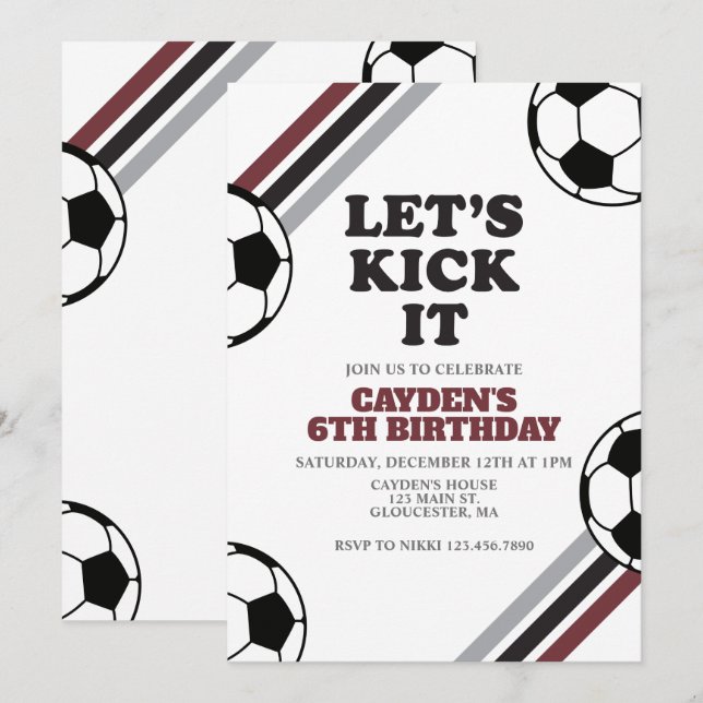 Invitation Soccer On le frappe Anniversaire (Devant / Derrière)