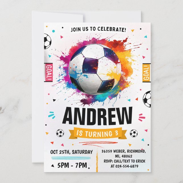 Invitation Soccer personnel fête d'anniversaire (Devant)