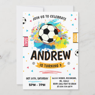 Invitation Soccer personnel fête d'anniversaire
