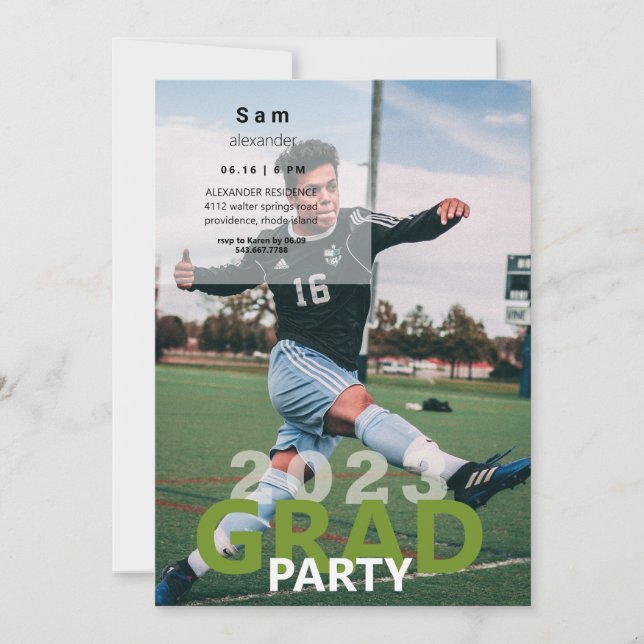 Invitation Soccer Photo Graduation Party 2023 (Devant)