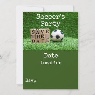Invitation Soccer Sauvez la date avec une balle en vert pour 