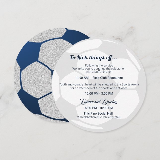 Invitation Soccer Sport Bar Mitzvah Détails et informations (Devant / Derrière)