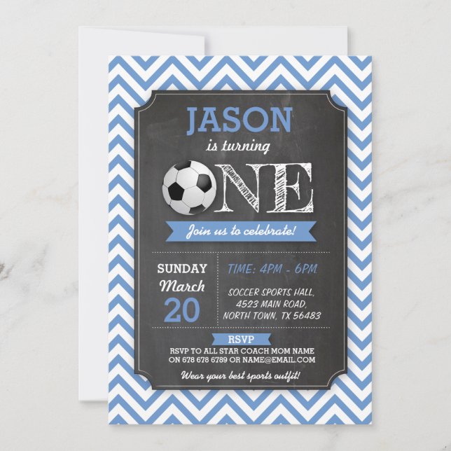 Invitation Soccer Sports Party Football 1er anniversaire Invi (Devant)
