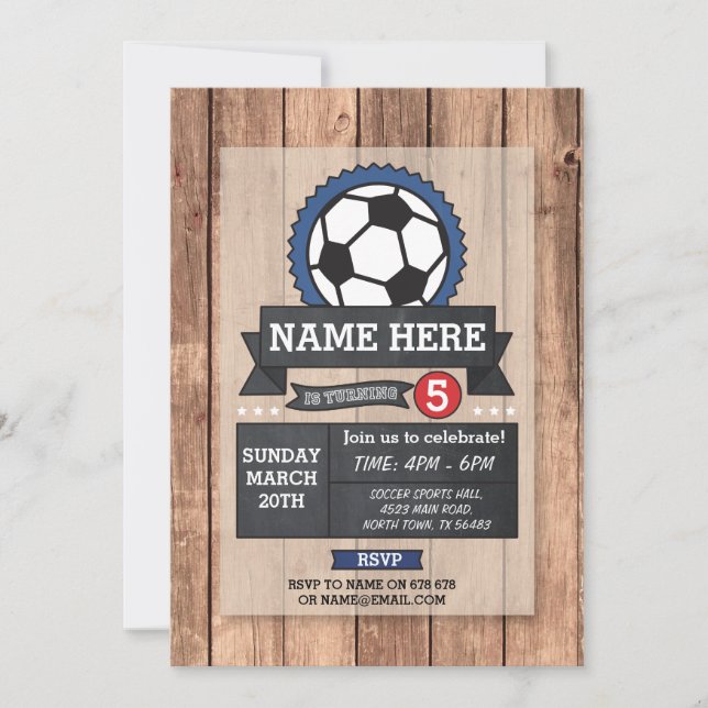 Invitation Soccer Sports Party Football Ball Anniversaire Inv (Devant)