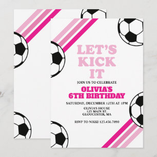 Invitation Soccer Tirons-Le Rose Stripe Anniversaire