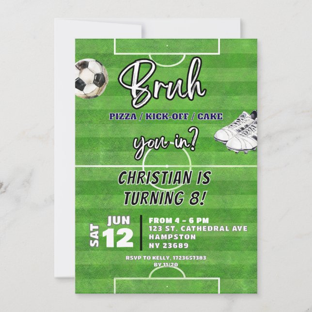 Invitation Soccer Vous Bruh Dans Un Jeune Garçon Anniversaire (Devant)