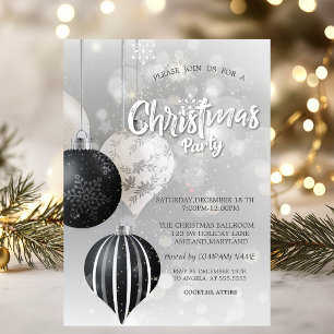 Invitation Société de Noël argentée en flocons de neige