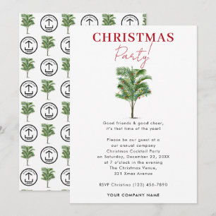 Invitation Société Noël Fête Tropical Palm Tree