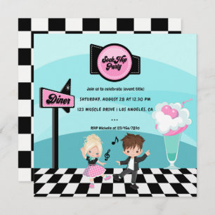 Invitation Sock Hop Retro