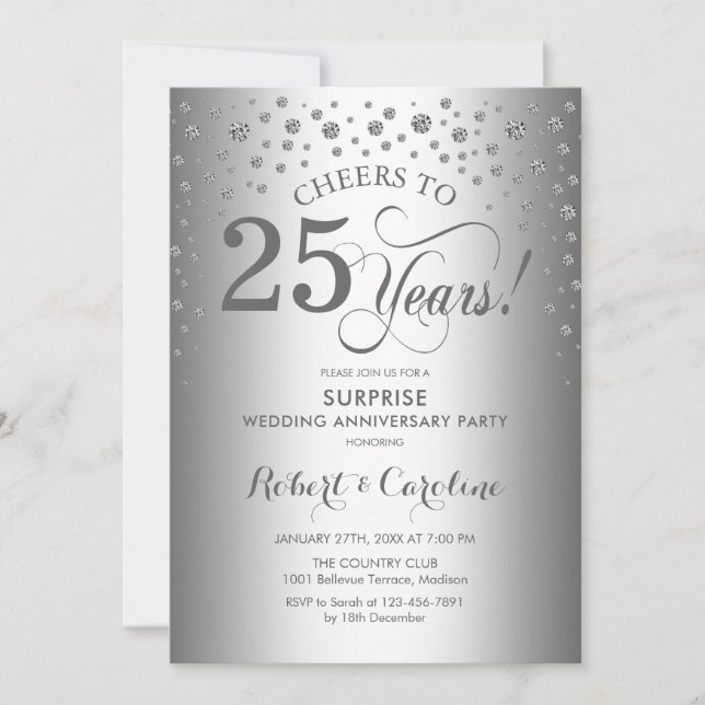 Invitation Soeur Diamant Surprise 25ème anniversaire (Devant)