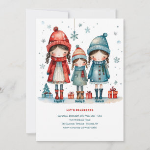 Invitation Soeurs Trois Noël Anniversaire