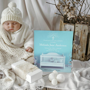 Invitation Soft Blue Nursery Photo Baptême Christening