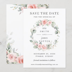 Invitation Soft Blush Rose Floral Wedding Enregistrer la cart