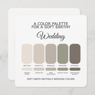 Invitation Soft Earth Wedding Color Palette Card