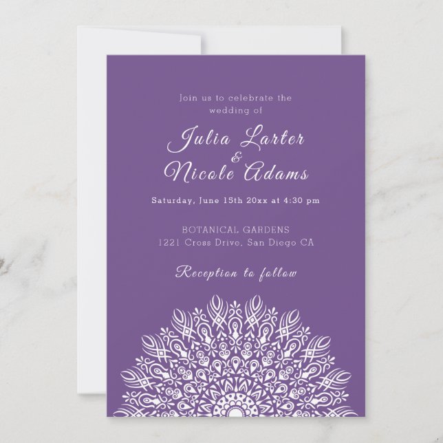 Invitation Soft Feather Dry Pampas Grass Mandala Wedding (Devant)