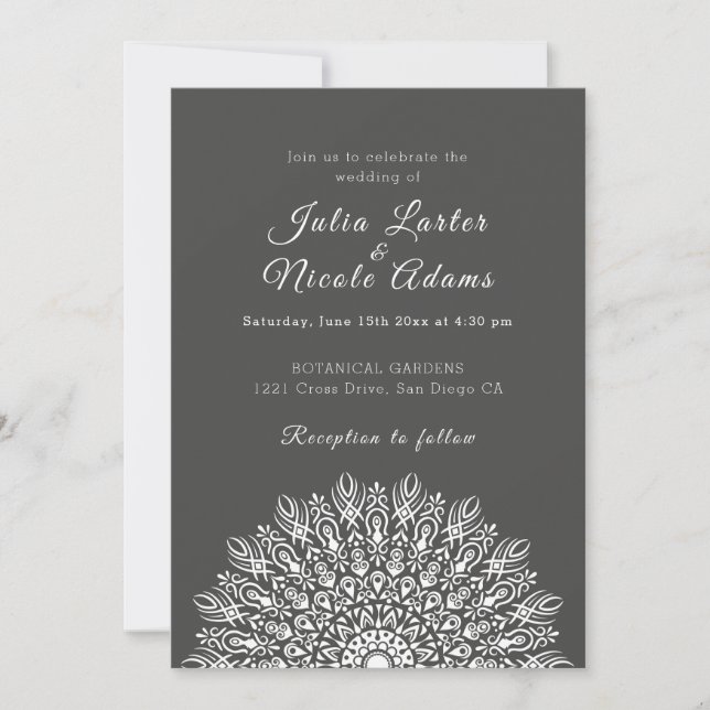 Invitation Soft Feather Dry Pampas Grass Mandala Wedding (Devant)