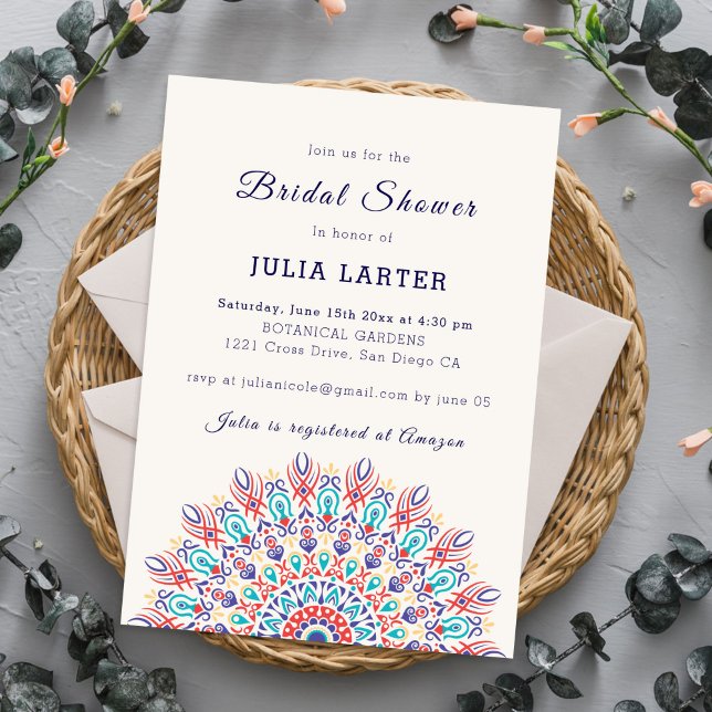 Invitation Soft Feather Pampas Grass Mandala Bridal Shower (Créateur téléchargé)
