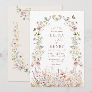 Invitation Soft Fleur sauvage Secret Jardin Mariage en frança
