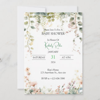 Invitation Soft Floral Watercolor Frame