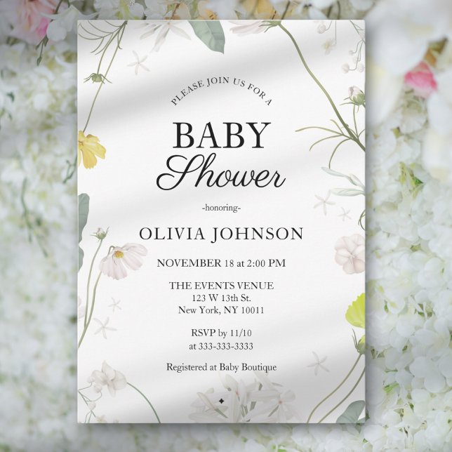 Invitation Soft Green Boho Genre Neutre Baby shower Floral (Créateur téléchargé)