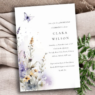 Invitation Soft Lilac Fleur sauvage Butterfly Garden Annivers