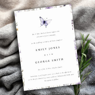 Invitation Soft Lilac Fleur sauvage Butterfly Garden Mariage