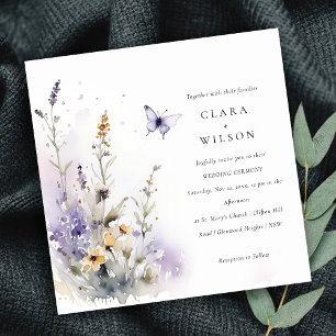Invitation Soft Lilac Fleur sauvage Butterfly Garden Mariage