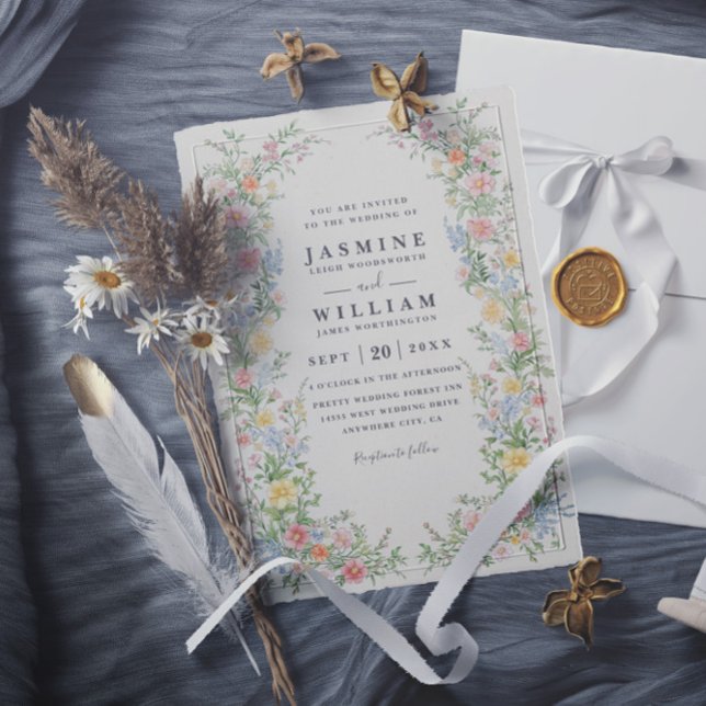 Invitation Soft Pastel Ornate Spring Floral QR Code Wedding (Créateur téléchargé)