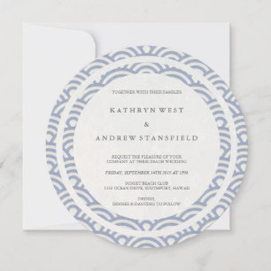 Invitation Soft Purple Stylisé Vagues Élégante Mariage Plage