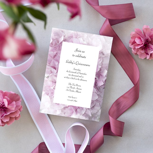 Invitation Soft Rose Hydrangea Fleurs Quinceanera Parti (Créateur téléchargé)