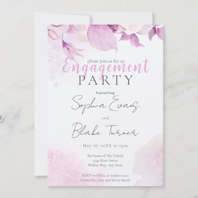 Invitation Soft rose moderne Boho Mariage (Devant)