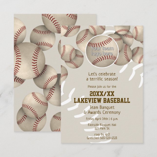 Invitation softball de base-ball fin de saison banquet awards (Devant / Derrière)