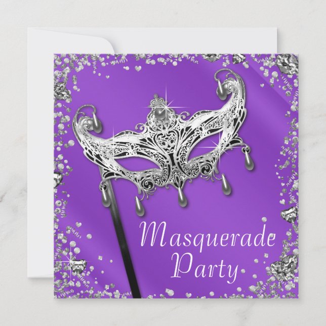 Invitation Soie Confetti Lavande Purple Masquade (Devant)