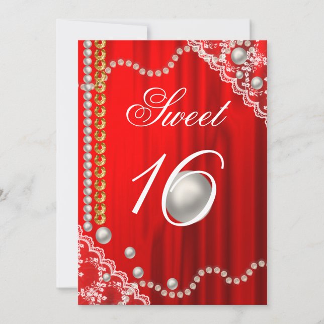 Invitation Soie élégante, perles blanches, dentelle et or dou (Devant)