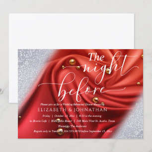 Invitation Soie Rouge Élégant La Nuit Avant Le Dîner De Répét