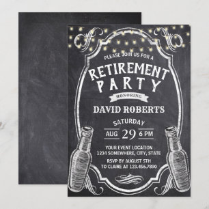 Invitation Soins de bière Rustic Chalkboard Retraite Party