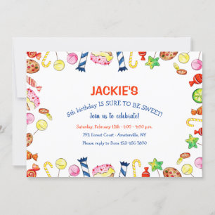 Invitation Soins et sucreries fête d'anniversaire