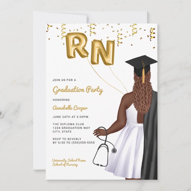 Invitation Soins infirmiers de l'école Portrait Graduation Pa (Devant)