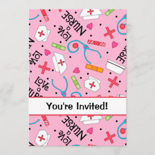 Invitation Soins infirmiers fête d'anniversaire rose