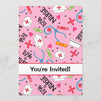 Invitation Soins infirmiers fête d'anniversaire rose