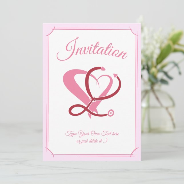 Invitation Soins Médicales, infirmière. Stethoscope et Modèle (Debout devant)