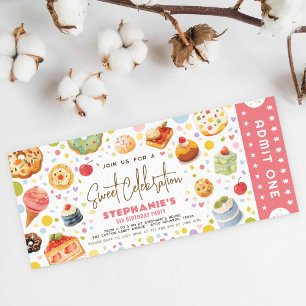 Invitation Soins sucrés Anniversaire Admettre un billet