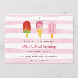 Invitation Soins sucrés Filles roses fête d'anniversaire