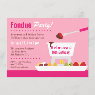 Invitation Soirée 16 Fondus de chocolat fête d'anniversaire