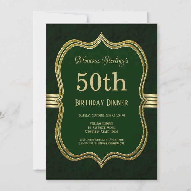 Invitation Soirée 50e anniversaire Green and Gold (Devant)