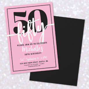 Invitation Soirée 50e anniversaire rose moderne