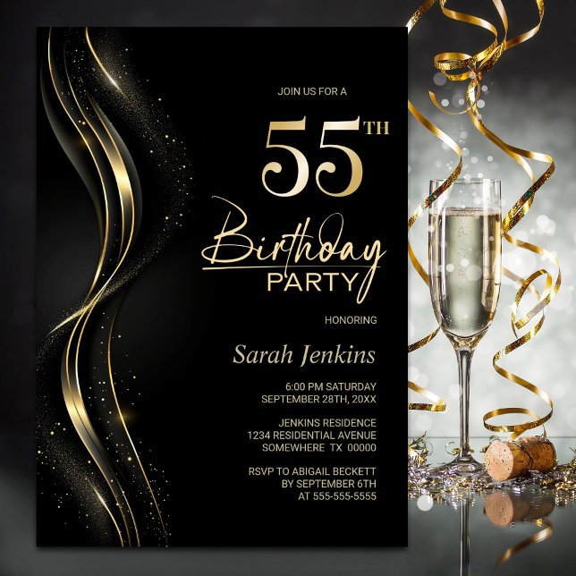 Invitation Soirée 55e anniversaire de Black and Gold (Créateur téléchargé)