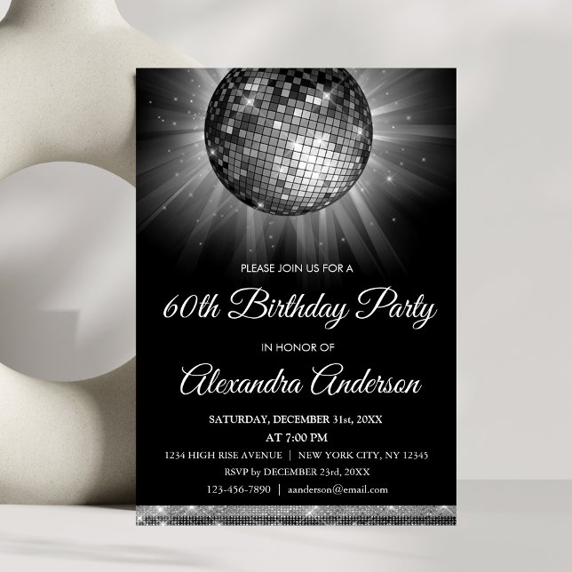 Invitation Soirée 60e anniversaire Silver Disco Ball (Créateur téléchargé)